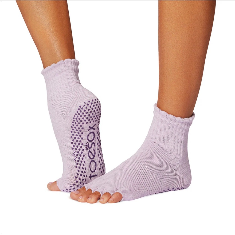 Toesox Purple Open-Toe Grip Socks